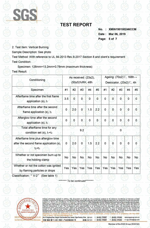 Bumbung jerami attap sintetik berkadar kebakaran kalis api dan laporan ujian Pendedahan UV mengikut UL 94-2013